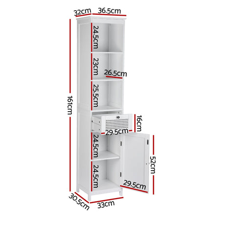 Port MacDonnell Rattan Bathroom Tallboy, White 2pcs image 2
