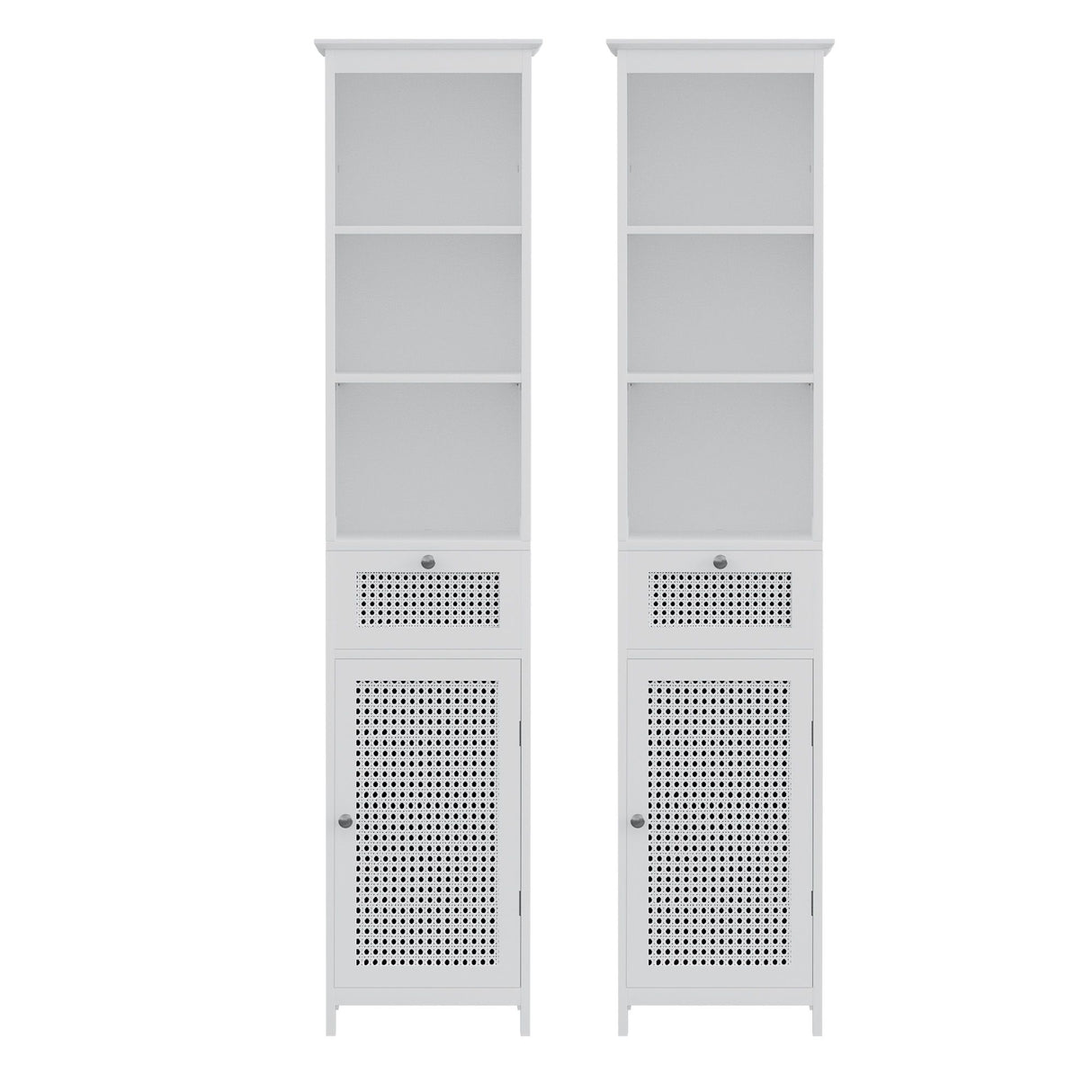 Port MacDonnell Rattan Bathroom Tallboy, White 2pcs image 3