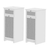 Tarpeena Rattan Laundry Hamper Bathroom Cabinet, White 2pcs image 1