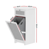 Tarpeena Rattan Laundry Hamper Bathroom Cabinet, White 2pcs image 2