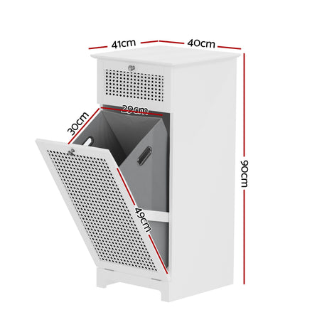 Tarpeena Rattan Laundry Hamper Bathroom Cabinet, White 2pcs image 2