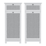 Tarpeena Rattan Laundry Hamper Bathroom Cabinet, White 2pcs image 3