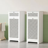 Tarpeena Rattan Laundry Hamper Bathroom Cabinet, White 2pcs image 7