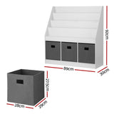 Keezi 4-Tier Kids Bookshelf with 3 Storage Bins — Magazine Rack and Toy Organiser — Allure Home Collections
