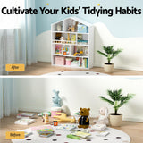 Keezi 4-Tier Kids Bookshelf — House-Shaped White Wooden Bookcase with Anti-Tipping Kit — Allure Home Collections