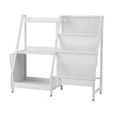 Keezi 3-Tier Kids Bookshelf with Sling-Style Book Racks — White Metal Frame — Allure Home Collections