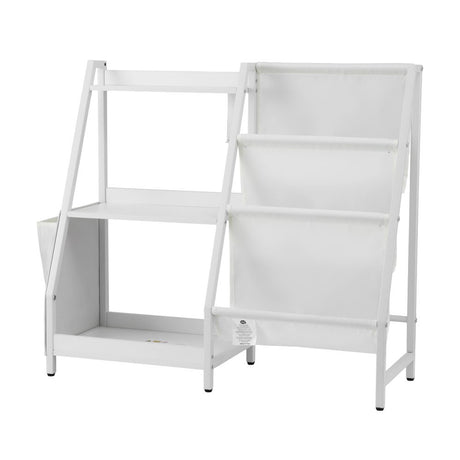 Keezi 3-Tier Kids Bookshelf with Sling-Style Book Racks — White Metal Frame — Allure Home Collections