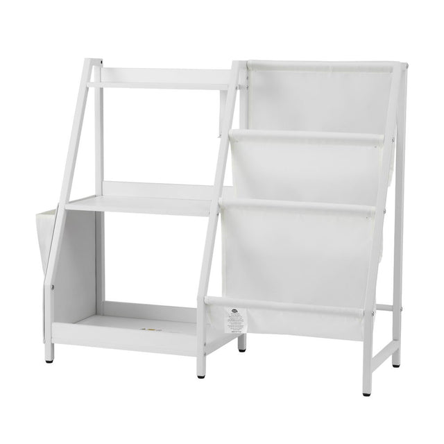 Keezi 3-Tier Kids Bookshelf with Sling-Style Book Racks — White Metal Frame — Allure Home Collections