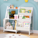 Keezi 3-Tier Kids Bookshelf with Sling-Style Book Racks — White Metal Frame — Allure Home Collections
