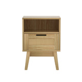 Artiss REI Rattan Bedside Table with 1 Drawer and Open Shelf in Oak — Allure Home Collections