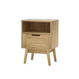 Artiss REI Rattan Bedside Table with 1 Drawer and Open Shelf in Oak — Allure Home Collections