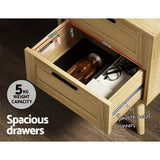 Artiss RIE Rattan Bedside Table with 2 Drawers in Oak — Allure Home Collections