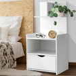 Artiss EVERMORE Bedside Table with 1 Drawer and Open Shelves in White — Allure Home Collections