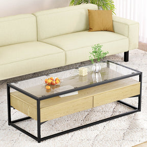 McMahons Creek pine wood coffee table in a modern living room