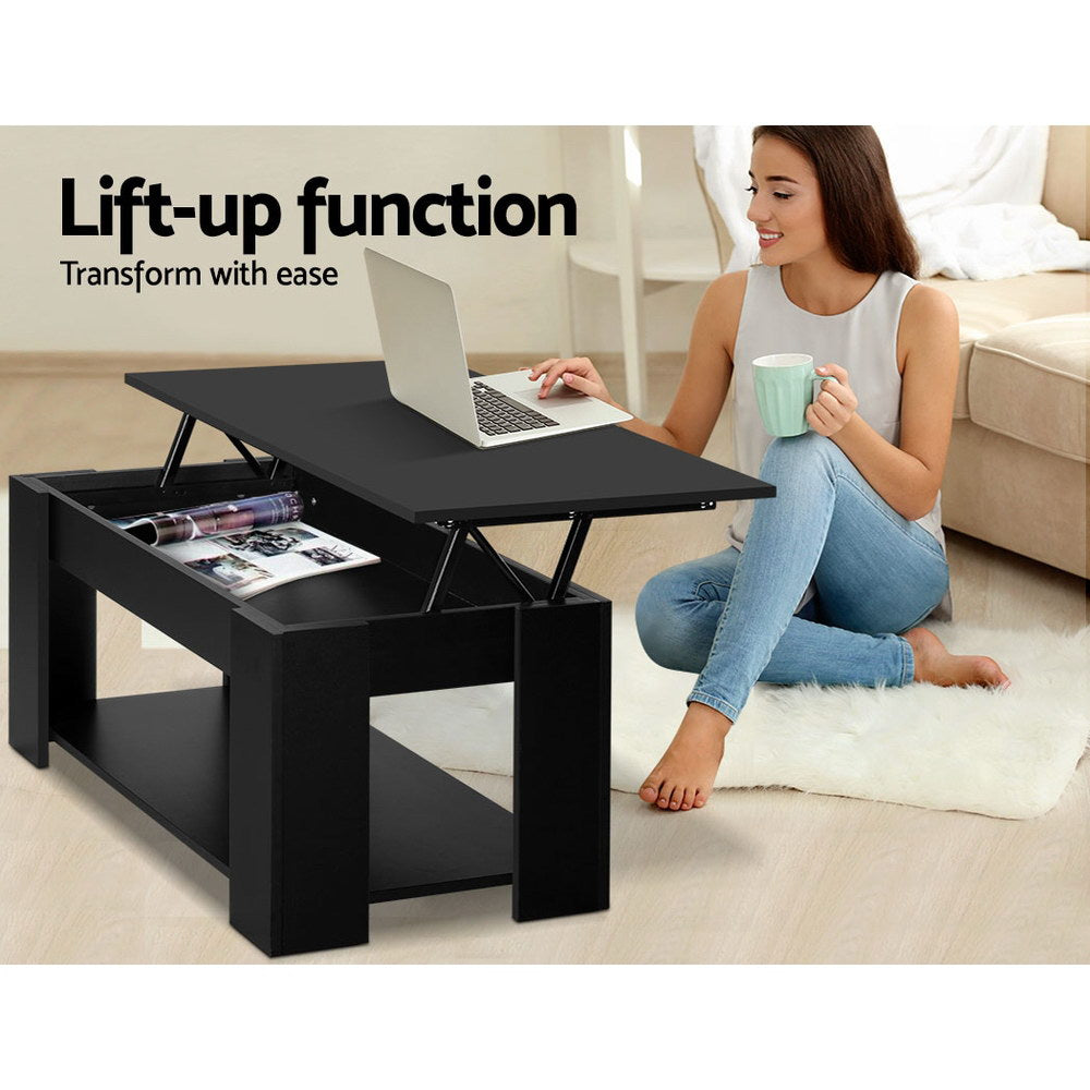 Artiss Lift-Top Coffee Table — Black with Hidden Storage — Allure Home Collections