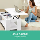 Artiss Lift-Top Coffee Table — White with Hidden Storage — Allure Home Collections