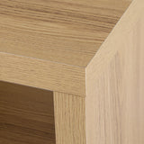 Wynyard pine L shaped corner TV cabinet with powder coated metal legs in a modern living room