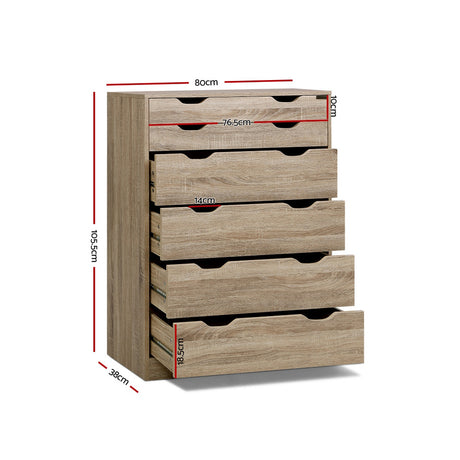 Artiss MYLA 6-Drawer Scandi Tallboy — Woodgrain or Cool White — Allure Home Collections
