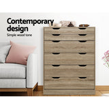 Artiss MYLA 6-Drawer Scandi Tallboy — Woodgrain or Cool White — Allure Home Collections