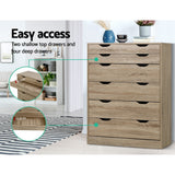 Artiss MYLA 6-Drawer Scandi Tallboy — Woodgrain or Cool White — Allure Home Collections