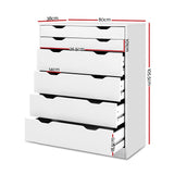 Artiss MYLA 6-Drawer Scandi Tallboy — Woodgrain or Cool White — Allure Home Collections