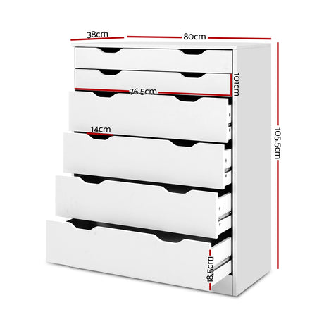 Artiss MYLA 6-Drawer Scandi Tallboy — Woodgrain or Cool White — Allure Home Collections