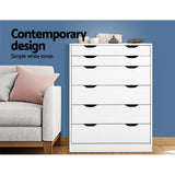 Artiss MYLA 6-Drawer Scandi Tallboy — Woodgrain or Cool White — Allure Home Collections
