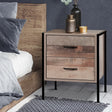 Artiss BARNLY Bedside Table with 2 Drawers in Black and Dark Oak — Allure Home Collections