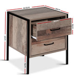 Artiss BARNLY Bedside Table with 2 Drawers in Black and Dark Oak — Allure Home Collections