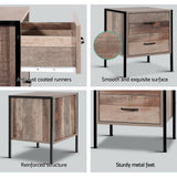 Artiss BARNLY Bedside Table with 2 Drawers in Black and Dark Oak — Allure Home Collections