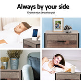 Artiss BARNLY Bedside Table with 2 Drawers in Black and Dark Oak — Allure Home Collections
