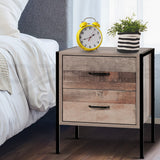 Artiss BARNLY Bedside Table with 2 Drawers in Black and Dark Oak — Allure Home Collections