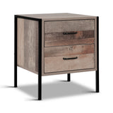 Artiss BARNLY Bedside Table with 2 Drawers in Black and Dark Oak — Allure Home Collections