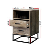 Artiss BADAN Bedside Table with 2 Drawers and Open Shelf — Industrial Style — Allure Home Collections