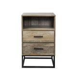 Artiss BADAN Bedside Table with 2 Drawers and Open Shelf — Industrial Style — Allure Home Collections