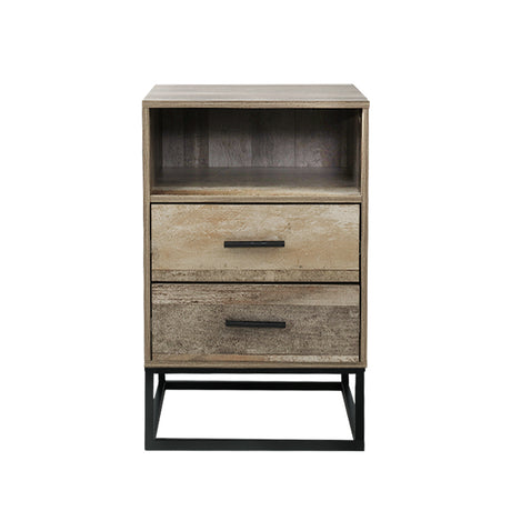 Artiss BADAN Bedside Table with 2 Drawers and Open Shelf — Industrial Style — Allure Home Collections