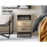 Artiss BADAN Bedside Table with 2 Drawers and Open Shelf — Industrial Style — Allure Home Collections
