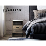 Artiss BADAN Bedside Table with 2 Drawers and Open Shelf — Industrial Style — Allure Home Collections