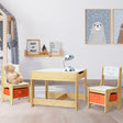 Clovelly white and natural kids table and chairs set with chalkboard top