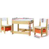 Clovelly Kids Table and Chairs Set, 3pcs, Activity Desk with Chalkboard