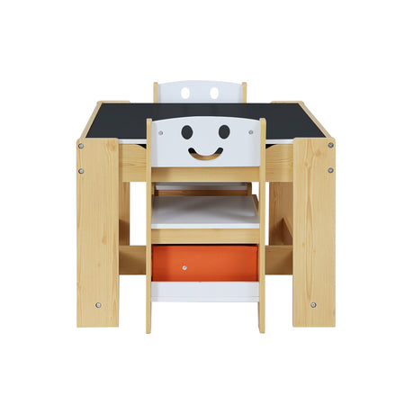 Reversible chalkboard desktop on kids table
