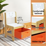 Clovelly Kids Table and Chairs Set, 3pcs, Activity Desk with Chalkboard