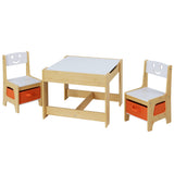Clovelly Kids Table and Chairs Set, 3pcs, Activity Desk with Chalkboard