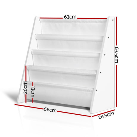 Keezi 4-Tier Kids Bookshelf and Magazine Rack — White — Allure Home Collections