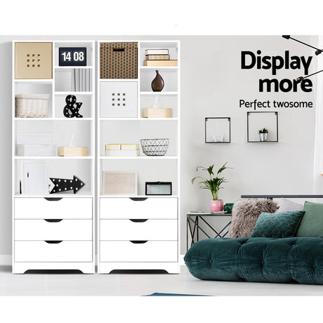 Artiss NANA White Bookshelf with Drawers