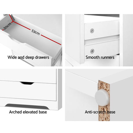 Artiss NANA White Bookshelf with Drawers