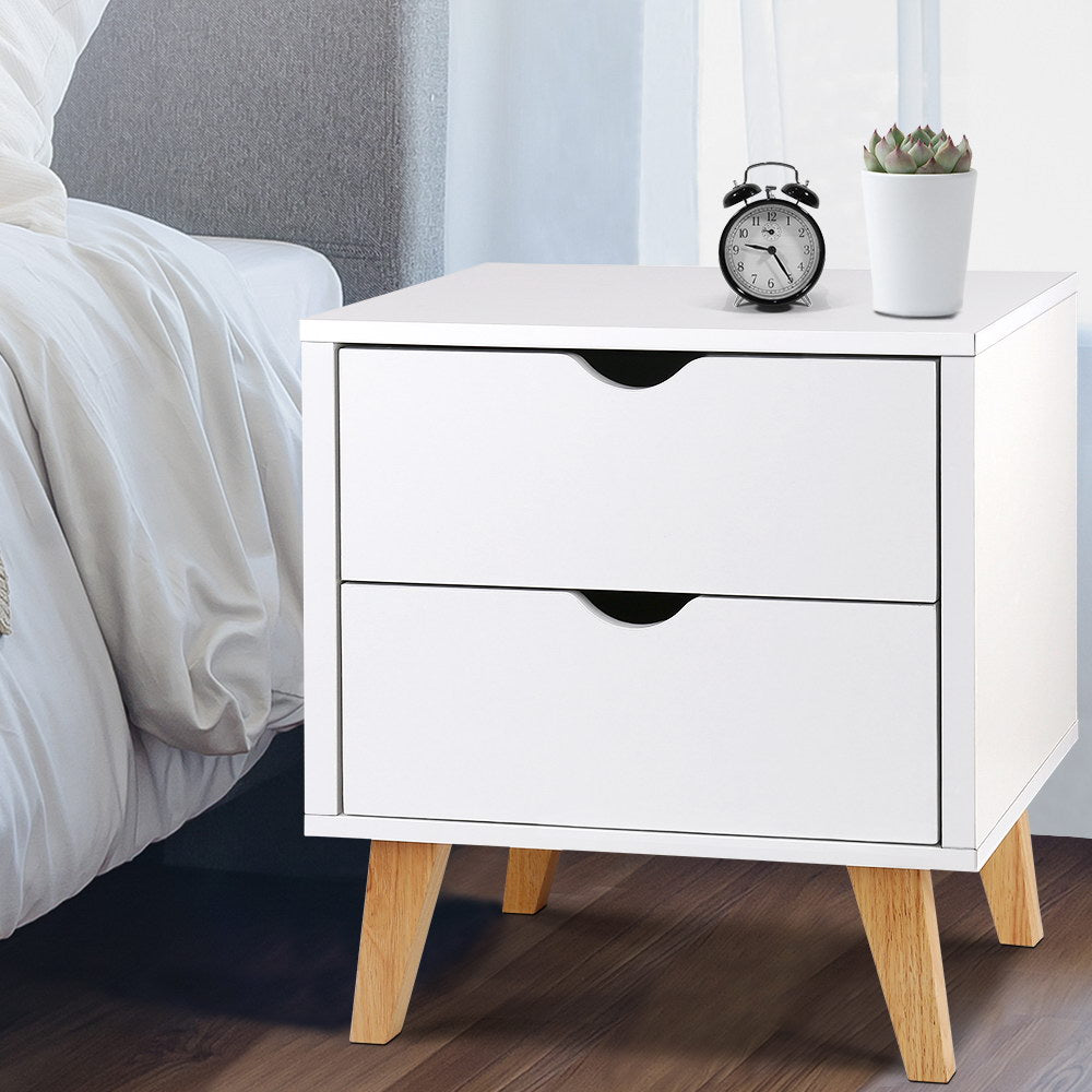 Brooklet 2 Drawer Bedside Table, White