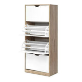 Maroona 4 Tier Shoe Cabinet, White and Wood image 2