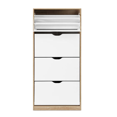 Maroona 4 Tier Shoe Cabinet, White and Wood image 4