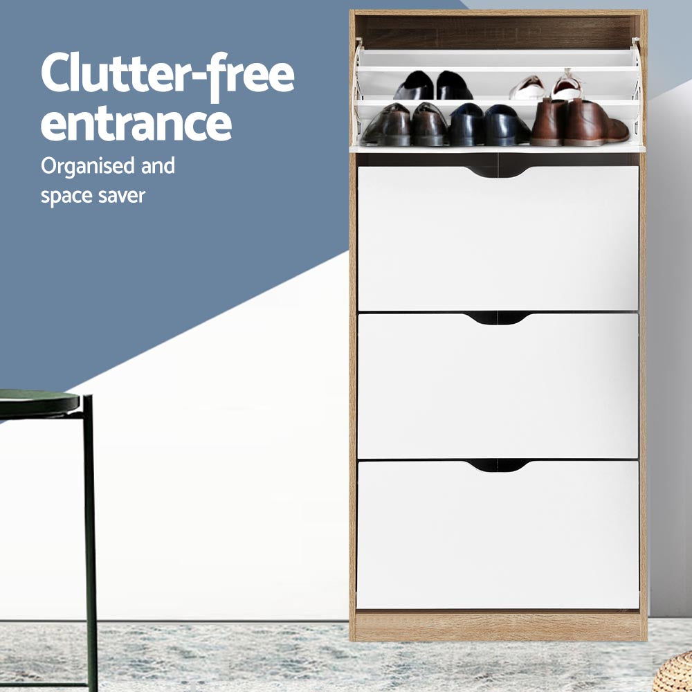 Maroona 4 Tier Shoe Cabinet, White and Wood image 5